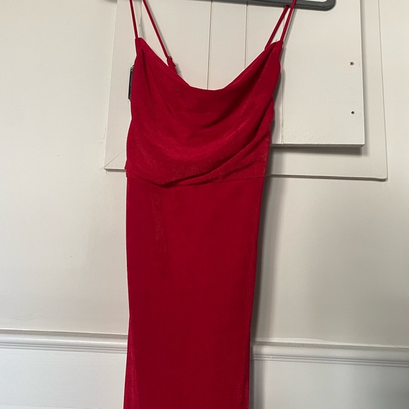 Red Cowl Neck Maxi Dress - Picture 2 of 3